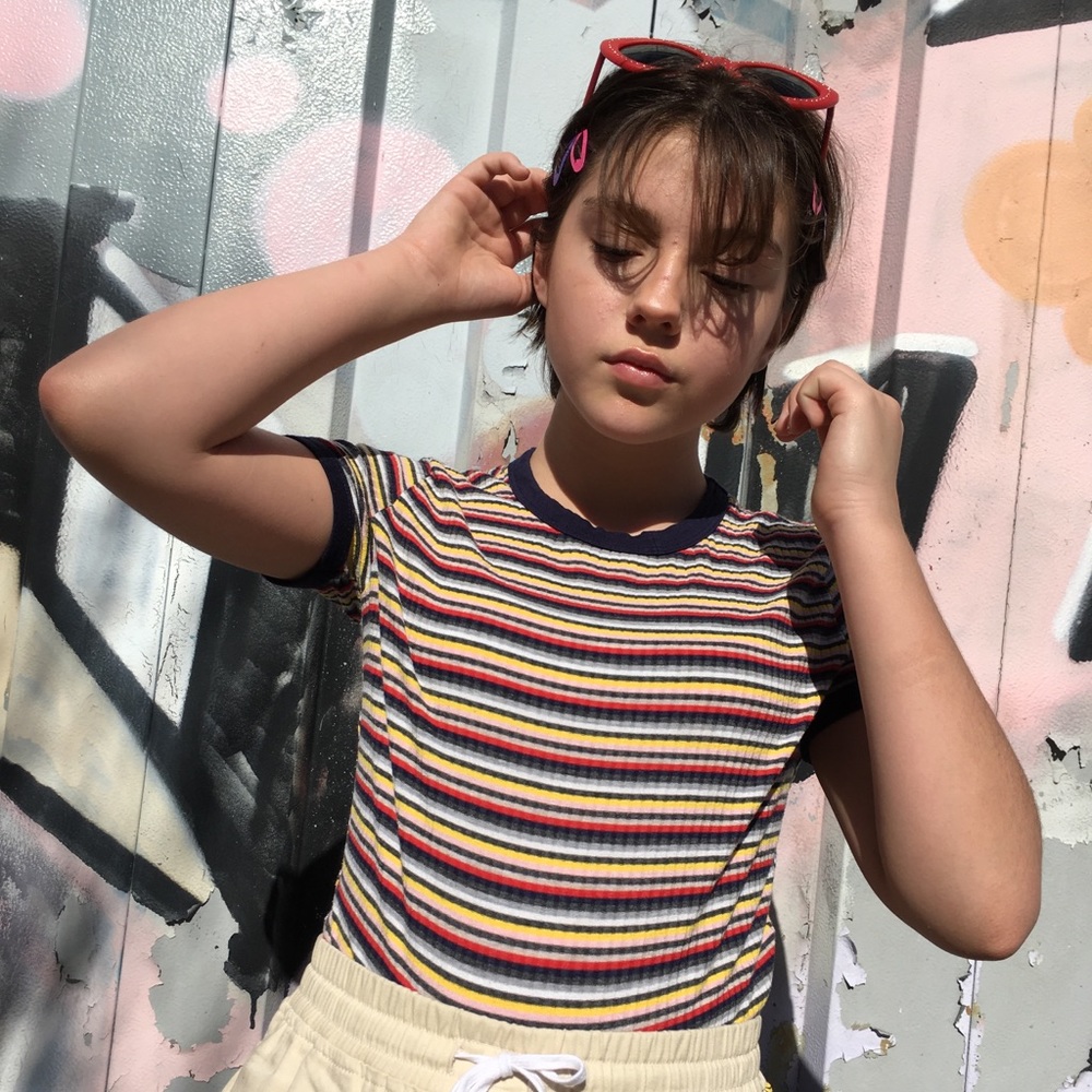 striped polyester T-shirt